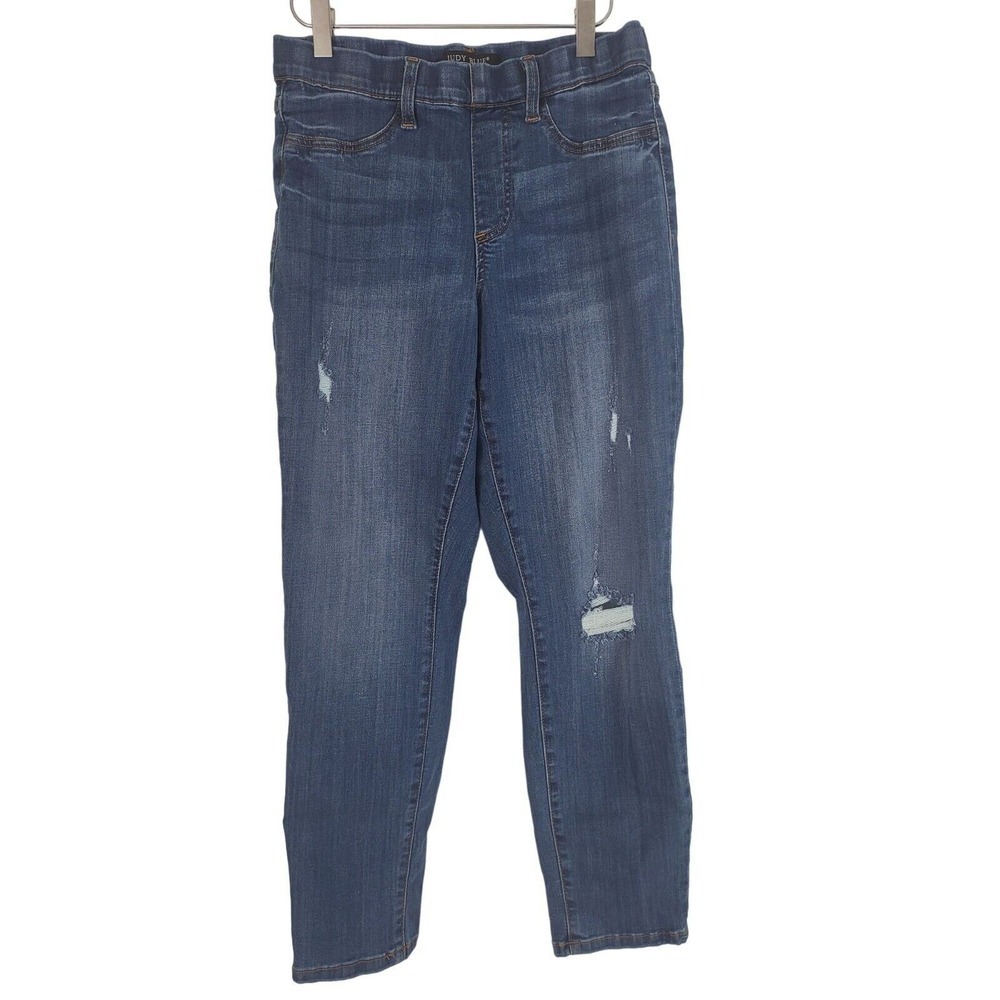 Judy Blue Boyfriend Fit Pull On Jeans 7/28 Womens Juniors Distressed Skinny Leg